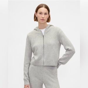 Gap CashSoft heathered grey Sweater Zip Hoodie Size Medium